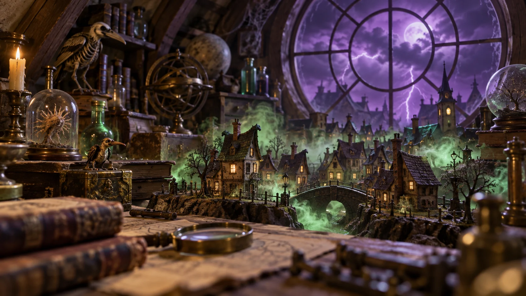 Misty miniature attic town