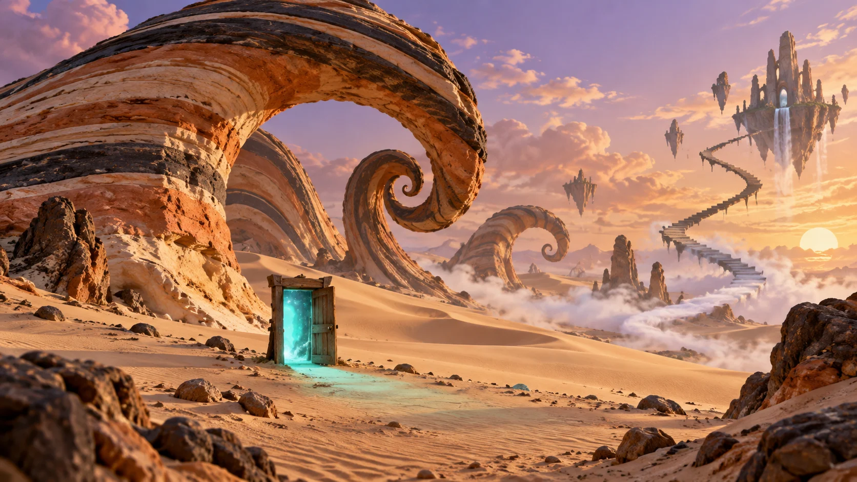Surreal desert doorway for 120 Beetlejuice trivia