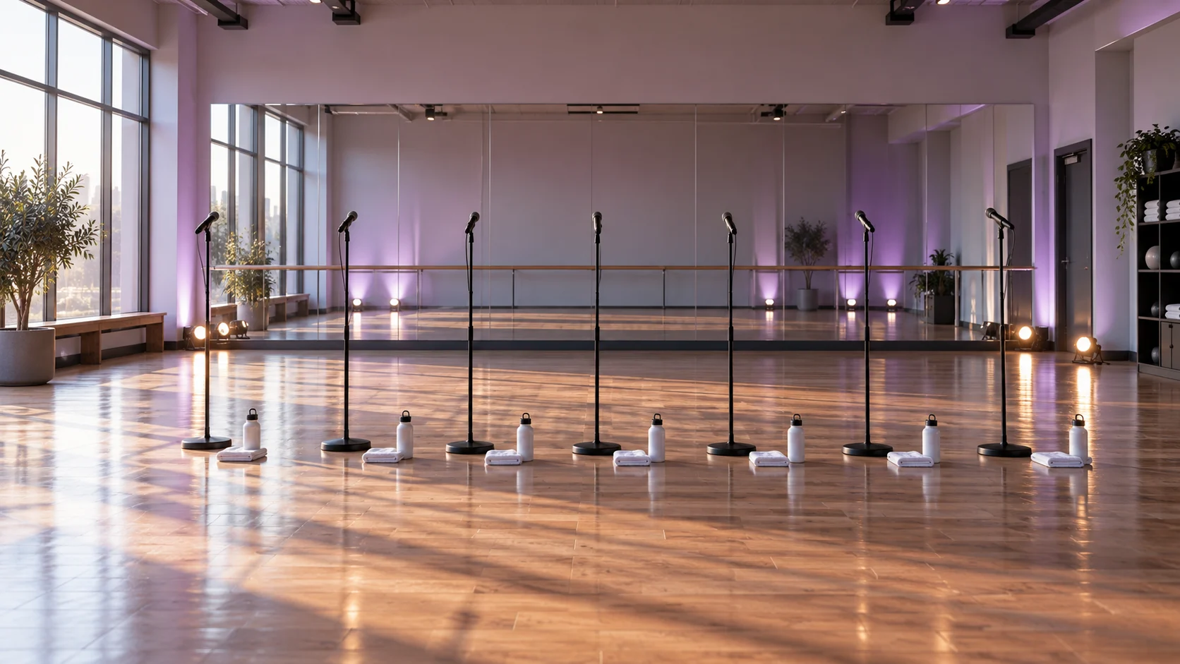 Empty dance rehearsal studio