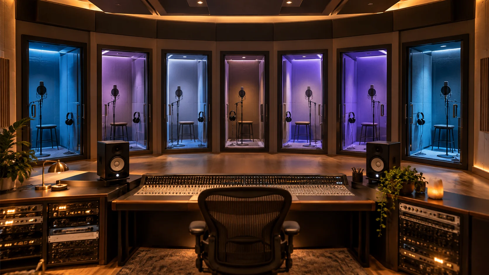 Seven-booth recording complex for 120 BTS trivia