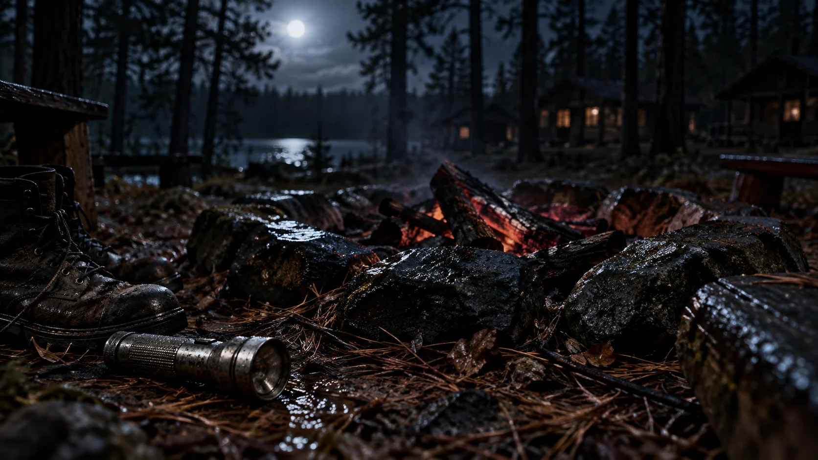 Rainy campfire flashlight for 120 Friday the 13th trivia