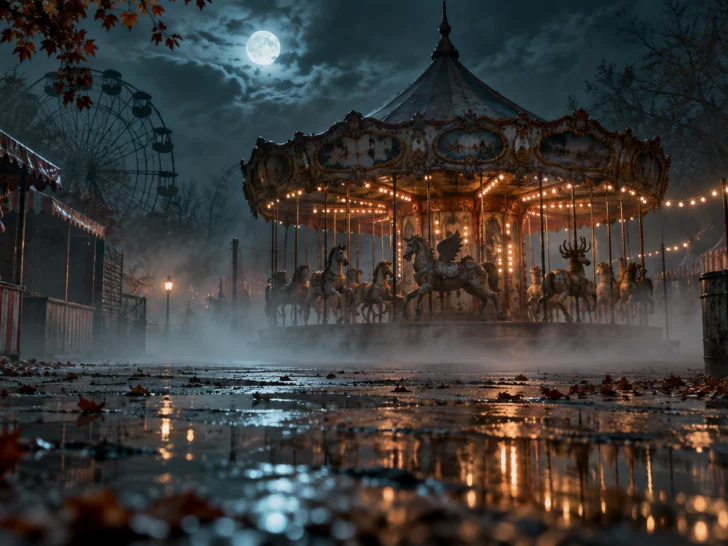 Foggy abandoned carnival for 120 Goosebumps trivia