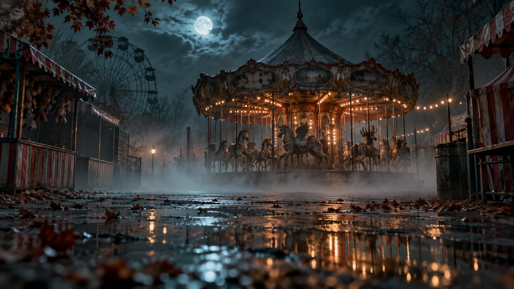 Foggy abandoned carnival for 120 Goosebumps trivia
