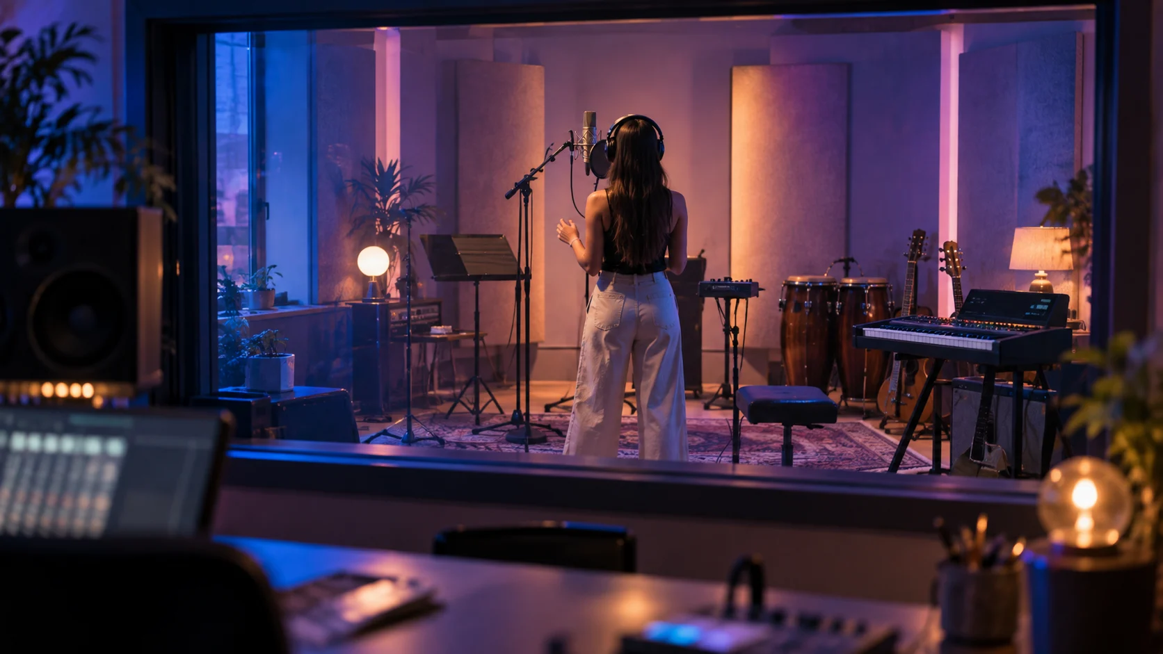 Colorful pop recording studio