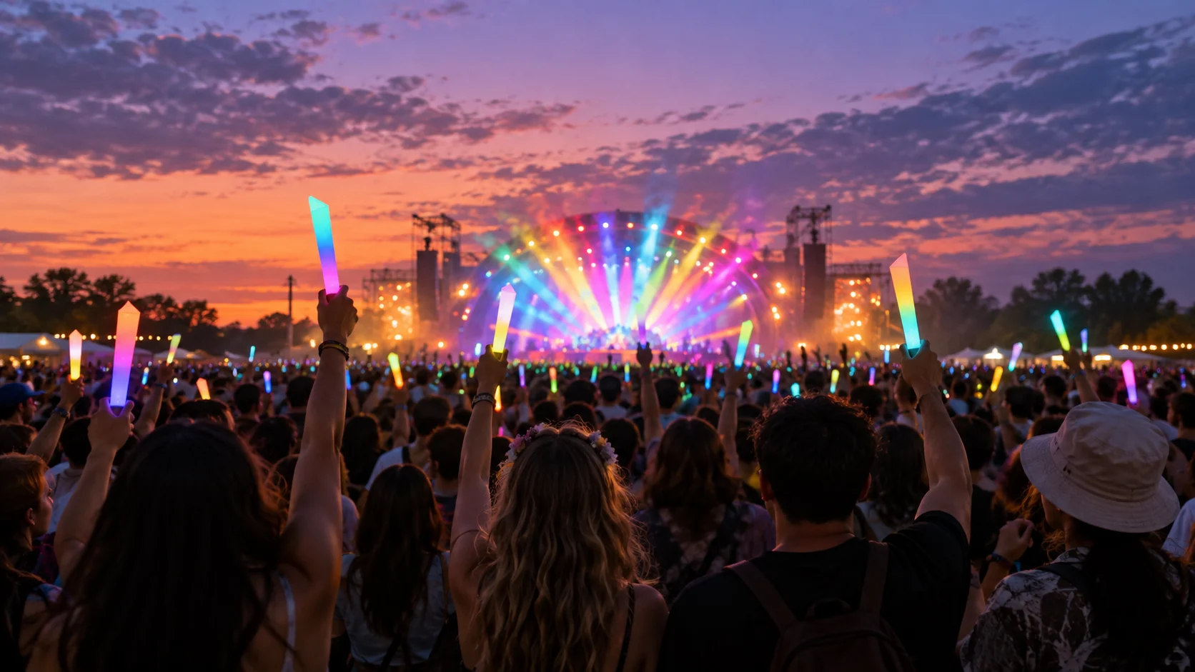 Rainbow festival fans for 98 Katy Perry trivia