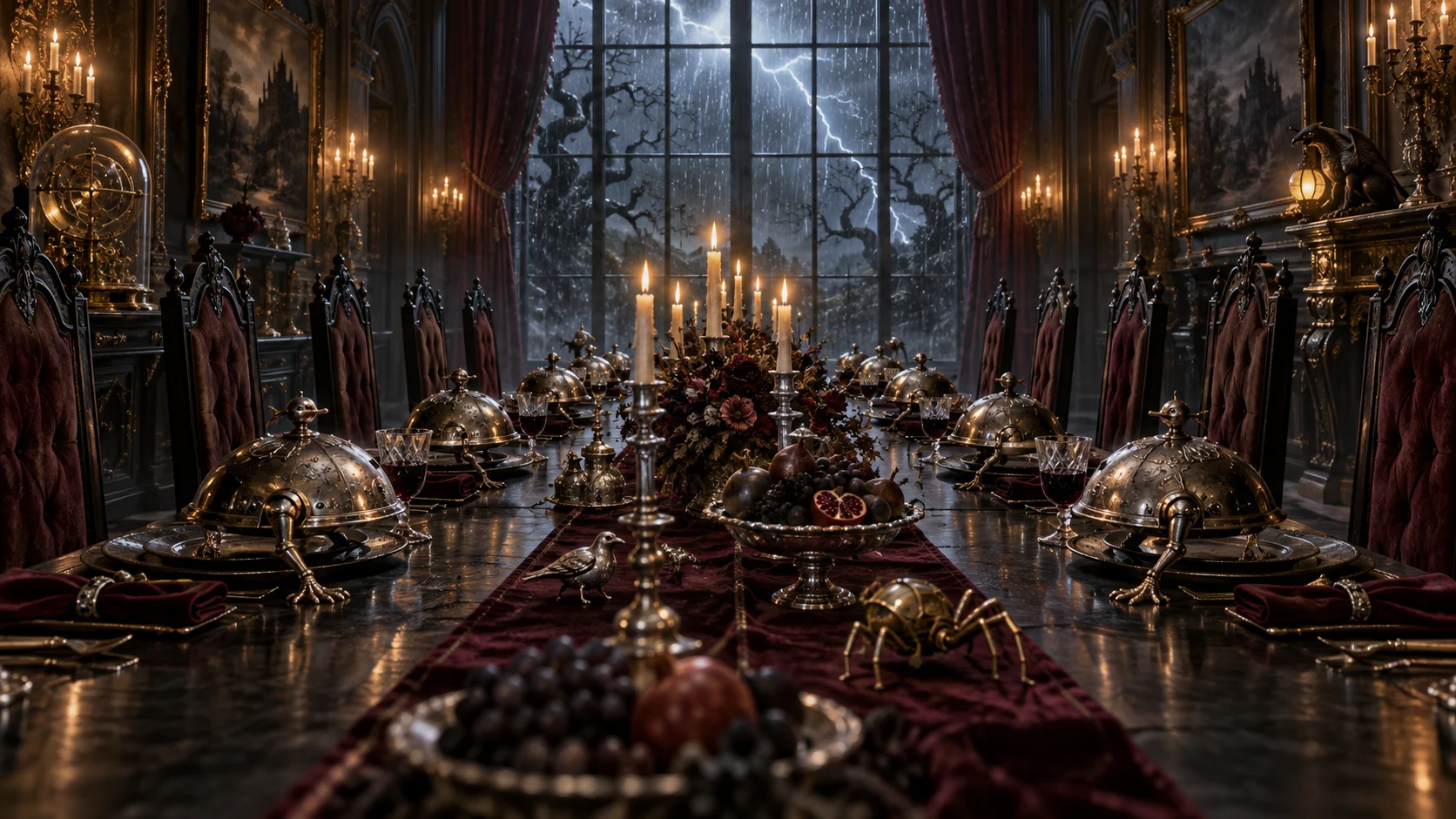 Eccentric storm supper for 120 The Addams Family trivia