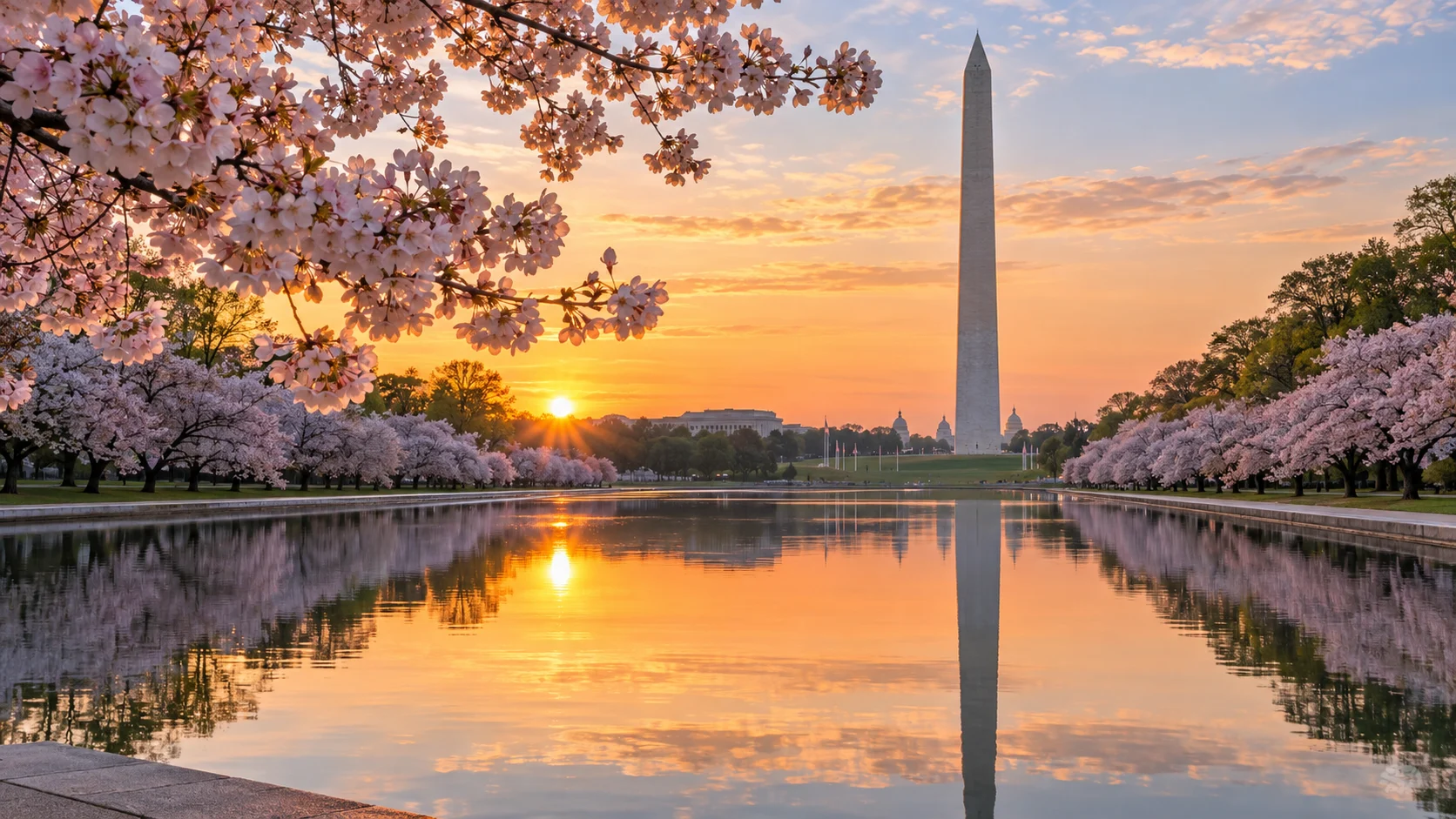 The National Mall in Washington, D.C., seen in warm morning light